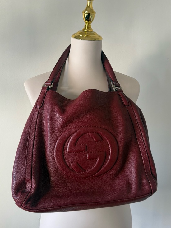 Gucci Handbags - Gucci Soho Shoulder Bag Red Burgundy Medium Size